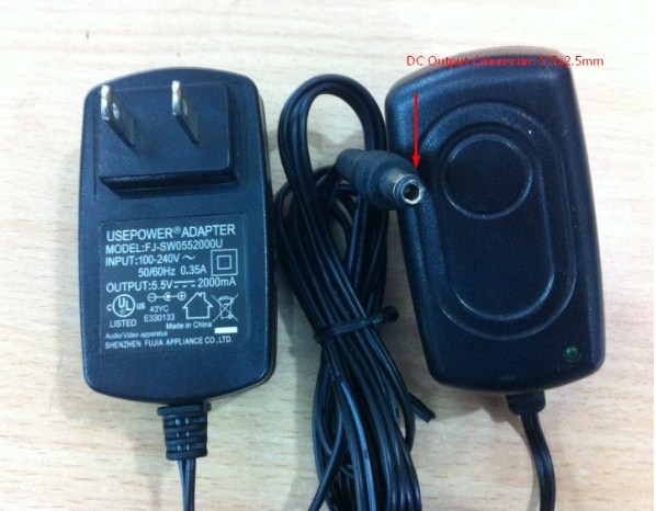 Adapter 5.5V 2A 11W SHENZHEN FUJIA FJ-SW0552000U Connector Size 5.5mm x 2.5mm