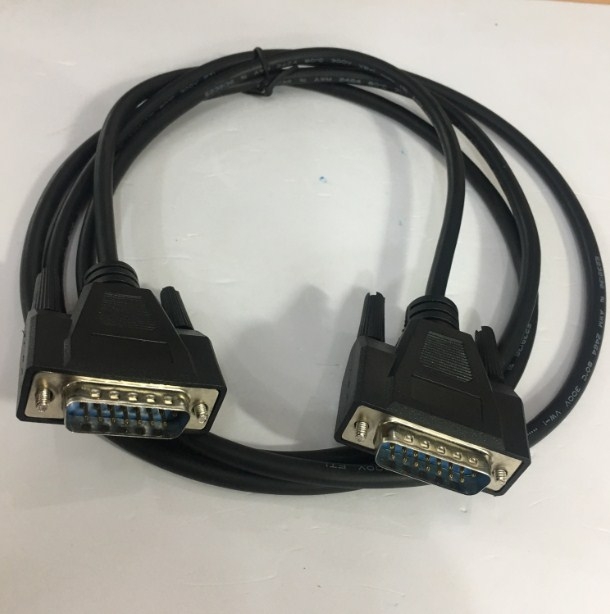 Cáp RS232C Chuẩn Công Nghiệp 15 Chân 2 Hàng Dương Dương Cổng Song Song Nối Tiếp D-SUB DB15 Male to DB15 Male 2 Row 15Pin 28AWG Cable Black Length 2M