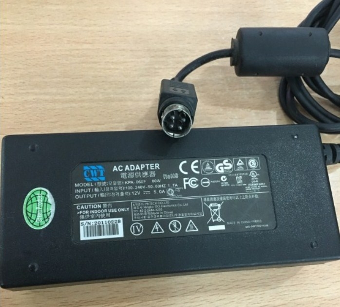 Adapter Original KPA-060F 12V 5A 4Pin 60W For Máy bán hàng tự động Hanasis Micus 20 Plus Connector Size 4Pin 10mm Mini Din