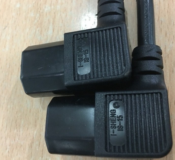 Dây Nguồn I-SHENG SP-62 IS-15 UK Chuẩn 3 Chấu Có Cầu Chì Chữ L Vuông Góc 90 Độ AC Power Cord BS1363 to C13 Right Angle 10A 250V 3X0.75mm Length 1.8M