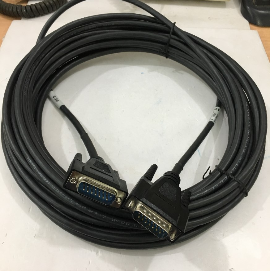 Cáp RS232C Nokia Siemens Chuẩn Công Nghiệp 15 Chân 2 Hàng Chất Lượng Cao Dương Dương Cổng Song Song Nối tiếp D-SUB DB15 Male to DB15 Male 2 Row 15Pin 30AWG E330454 Cable Black Length 12M