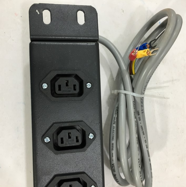 Thanh Phân Phối Nguồn Điện PDU Rack Mount 19 inch 1U 8 Way IEC C13 Công Suất Max 16A to Đầu Cos Nối Dây Plug Power Cord 3x1.5mm Length 1.8M