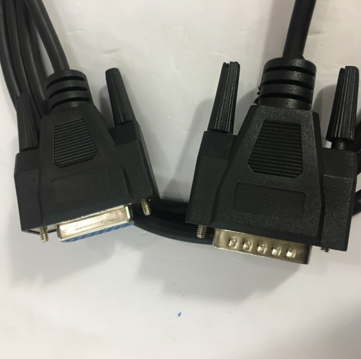 Cáp Nối Dài RS232C Chuẩn Công Nghiệp 15 Chân 2 Hàng Âm Dương Cổng Song Song Nối Tiếp DB15 Female to DB15 Male 2 Row 15Pin 28AWG Cable Black Length 2M