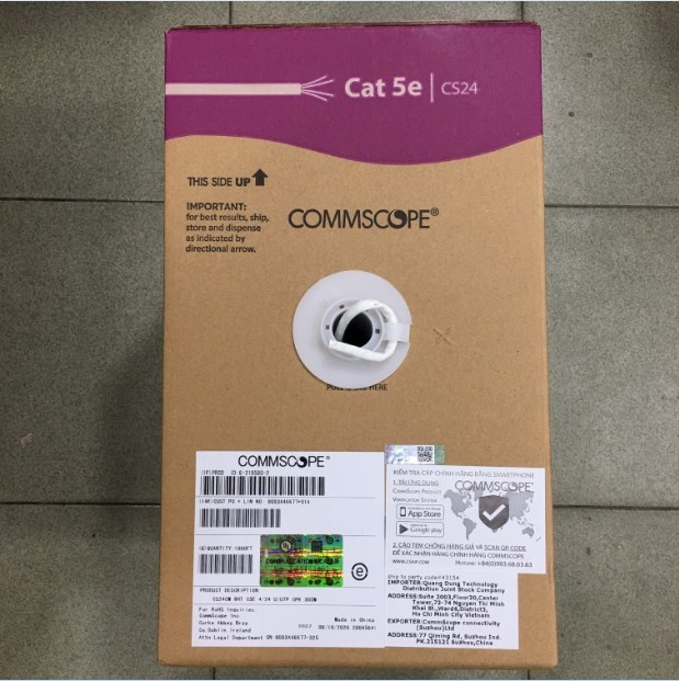 Cáp Mạng Commscope CAT5E 6-219590-2 Hàng Chính Hãng U/UTP 24 AWG 4 Pair PVC White 1000FT Length 305M