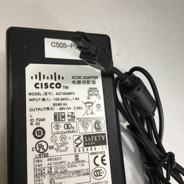 Adapter Original Cisco AD10048P3 48V 2.08A 341-0183-02 For Cisco ASA5505 Firewall Connector Plug Size 2Pin