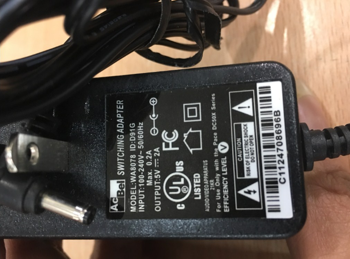 Adapter 5V 2A 10W AcBel WA8078 For Camera IP Connector Size 3.5mm x 1.35mm