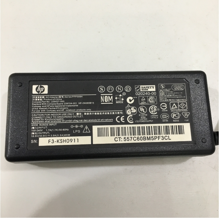 Bộ Chuyển Đổi Nguồn Adapter HP OEM 18.5V 3.5A Compaq 239427-003 Connector Size 4.8mm x 1.7mm