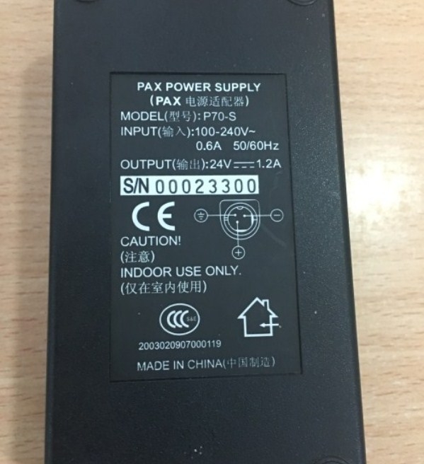 Adapter 24V 1.2A Original PAX P70-S 0023300 Connector Size 3Pin 10mm Mini din