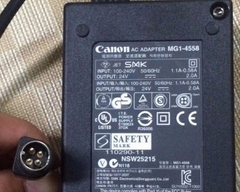 Adapter Canon MG1-4558 24V 2A 48W For Scanner Canon DR-1210C DR-2020U ScanFront 300 ScanFront 300P Connector Size 4 Pin Mini Din 10mm
