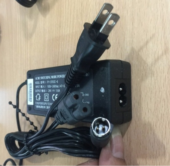 Adapter 24V 1.6A Flying FY-3703C-6 Connector Size 3Pin 10mm Mini din