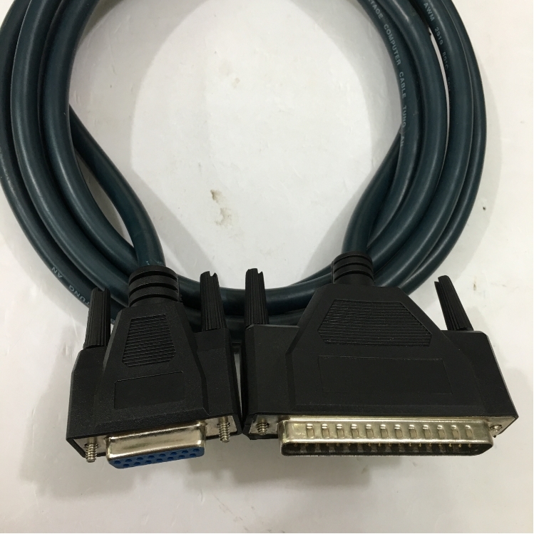 Cáp Điều Khiển RS232 DB37 Female to DB15 Female 2 Row 15Pin 28AWG E164571 Cable PVC Green Length 3M