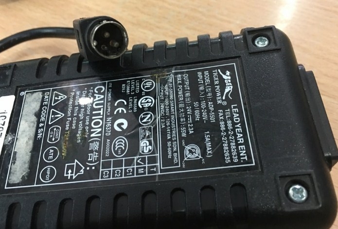 Adapter 24V 2.3A 55W Original Tiger Power ADP-5501 For Epson TM-H6000III with PS-180 Connector Size 3Pin 10mm Mini din