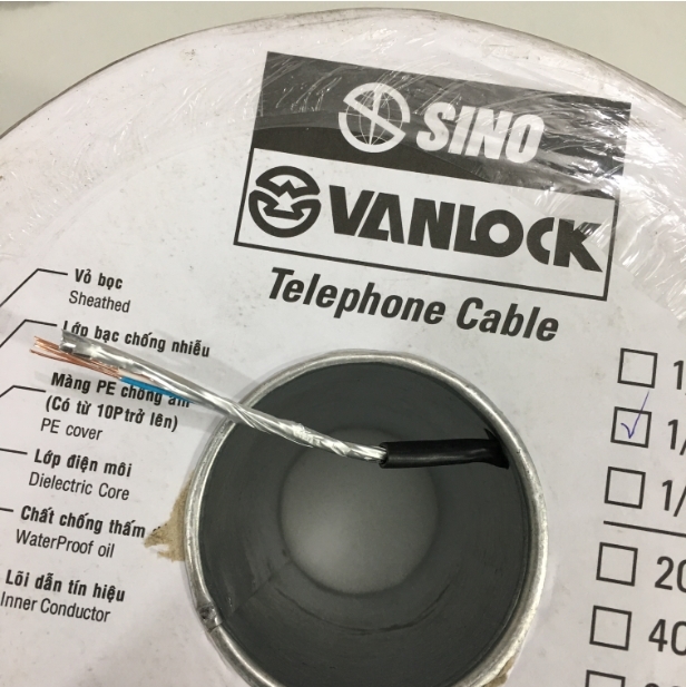 Dây Cáp Điện Thoại 2 Đôi 4 Lõi Có Dầu 2x2x0.5mm² Sino Bọc Bạc Chống Nhiễu Chậy Âm Tường Trong Nhà Telephone Cable Length 200M