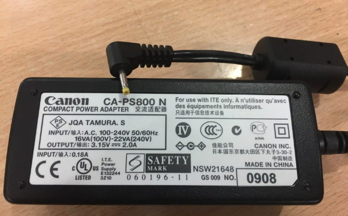 Adapter Original CA-PS800 N 3.15V 2.0A For máy ảnh Canon Camera ACK-800 ACK800 CAPS800 CA-PS800 PowerShot SX100 Connector Size 2.5mm x 0.7mm