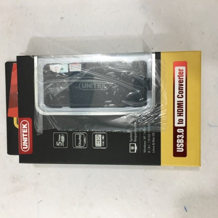 Cáp Chuyển Đổi Tín Hiệu USB 3.0 to HDMI 1080P Adapter Converter Unitek Y-3702 Cable Black