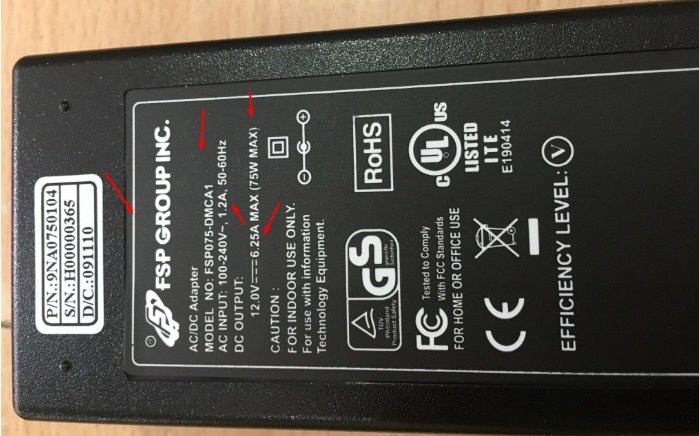 Adapter Hội Nghị Truyền Hình POLYCOM RealPresence Group 500 310 300 FSP075-DMCA1 12V 6.25A 75W Connector Size 5.5mm x 2.5mm