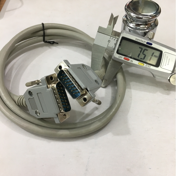 Cáp Nối Dài RS232C D-SUB 15 Chân Hai Hàng Dương Dương DB15 Male to DB15 Male 2 Row 15Pin 28AWG Multi-Core Cable Grey Length 1.2M