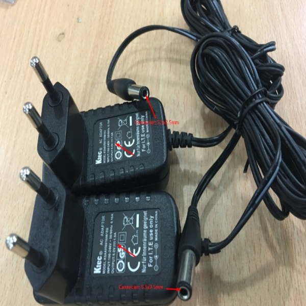 Adapter Original Ktec KSAA0500100W1EU 5V 1A Máy chấm công vân tay Ronald Jack X628C Connector Size 5.5mm x 2.5mm