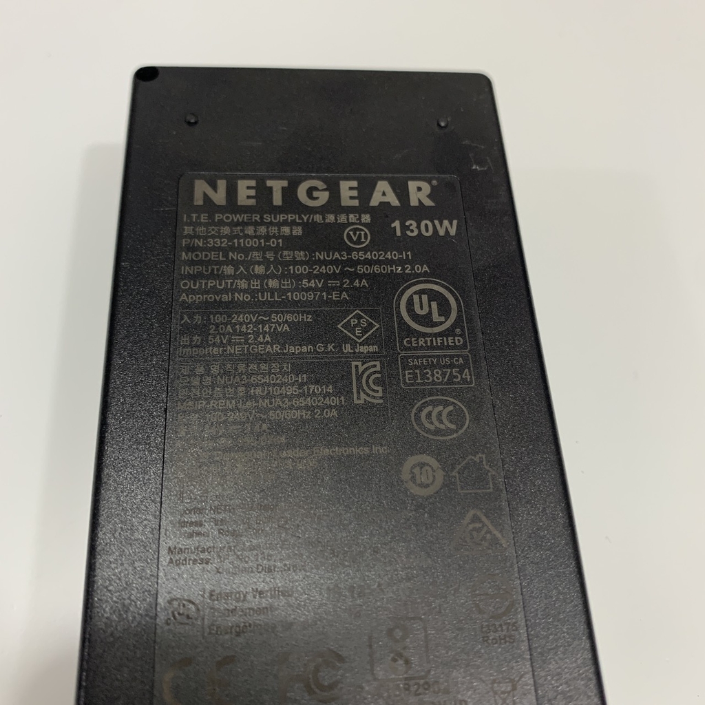 Adapter 54V 2.4A 130W NETGEAR Connector Tip Size 5.5mm x 2.1mm For Switch 8 Port PoE Gigabit Smart D-Link DGS-1100-08P 10/100/1000Mbps