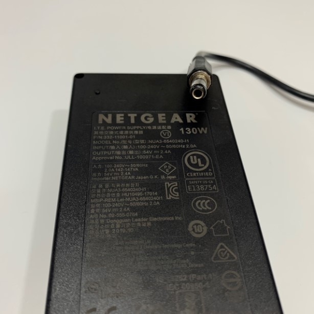 Adapter 54V 2.4A 130W NETGEAR Connector Tip Size 5.5mm x 2.1mm For Switch 8 Port PoE Gigabit Smart D-Link DGS-1100-08P 10/100/1000Mbps
