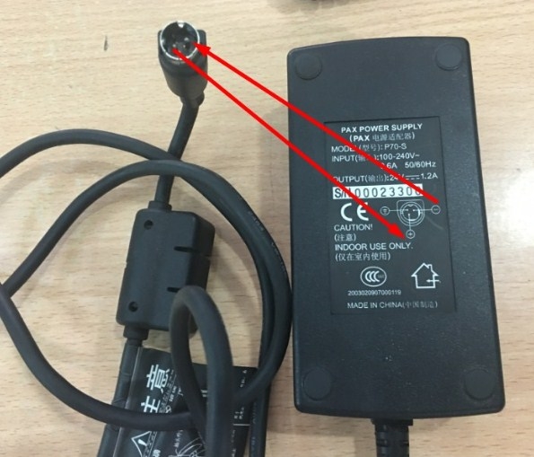 Adapter 24V 1.2A Original PAX P70-S 0023300 Connector Size 3Pin 10mm Mini din