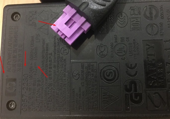 Adapter Original HP Scanjet Enterprise Flow 7000 S2 32V 1560mA 0957-2230 Connector Size 3Pin