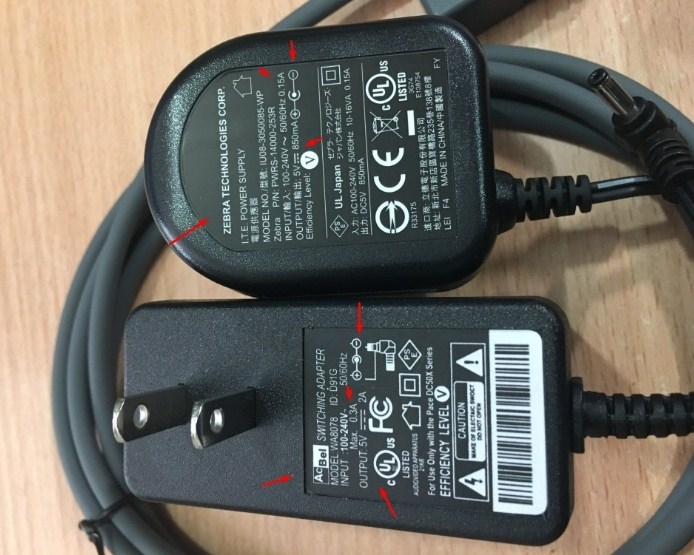 Adapter Symbol Zebra Motorola RS232 COM Cable CBA-R01-S07PAR 5V 2A DC Power Supply For Barcode Scanner Connector Size 3.5mm x 1.35mm