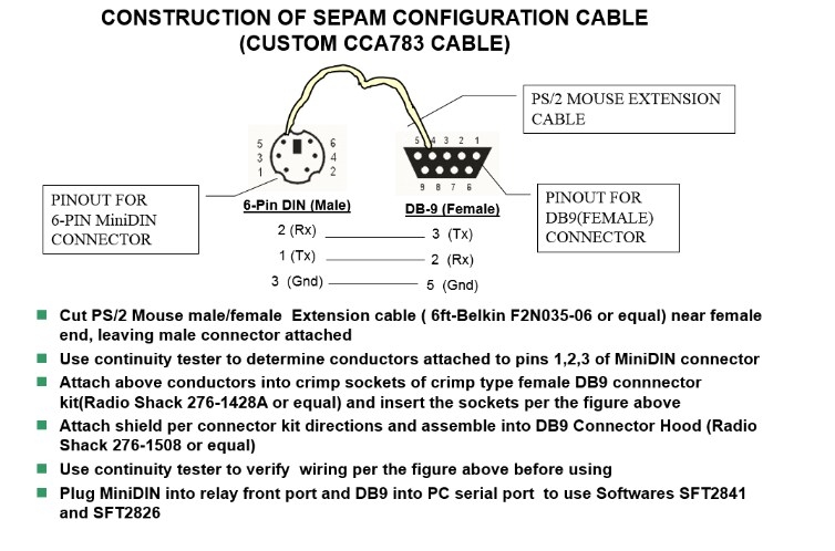 Cáp Lập Trình PLC Programming CCA783 Cable Mini Din 6 Pin to RS232 Female Dài 3.3M For Schneider Sepam Relay Series 20,40,50,80 Với PC Computer