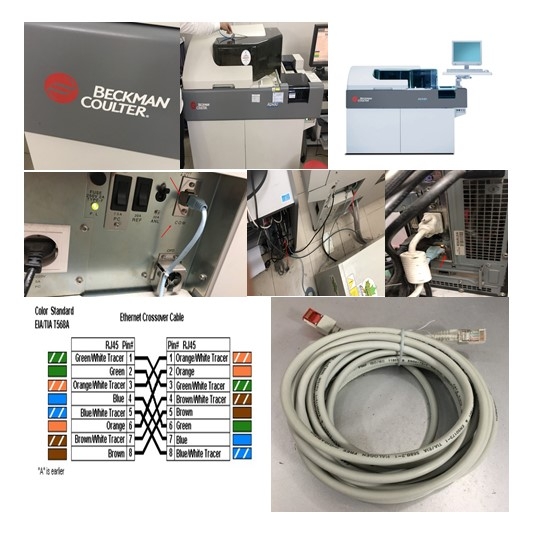 Cáp Kết Nối Máy Xét Nghiệm Sinh Hóa Tự Động BECKMAN COULTER AU-480 Với Máy Tính DATA Link RS232 Communication Ethernet Crossover Cable RJ45 to RJ45 Colour Grey Length 5M