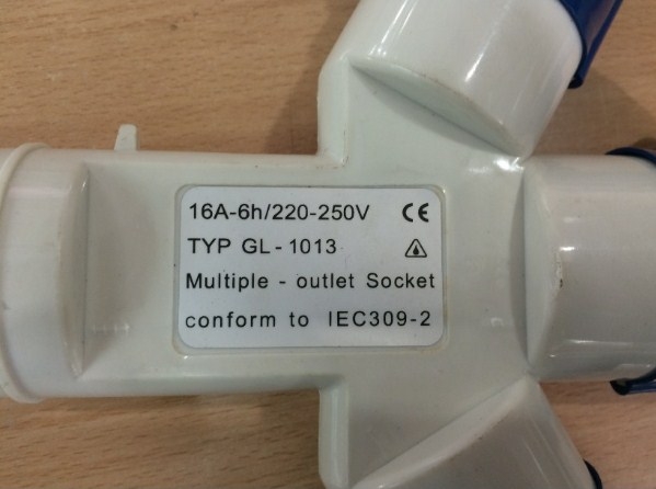 Industrial Power Multiple Plug Socket CEE 1013 16A 2P+E 220V IP44 1 Plug 3 Sockets