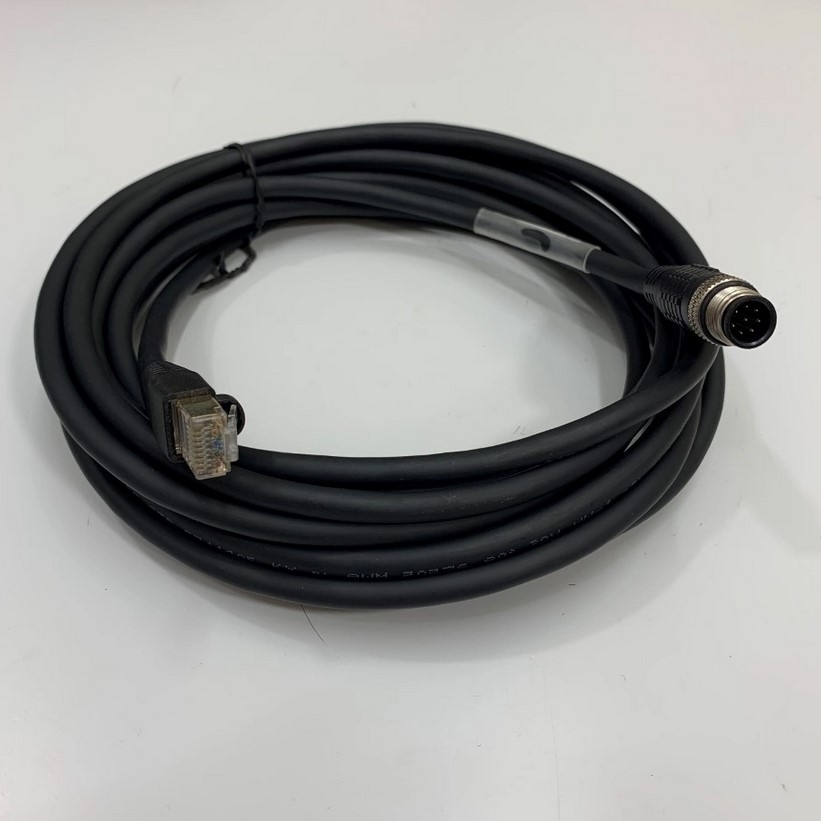 Cáp Original Cognex M12EN-M8SR-5.6M Dài 5.6M 19ft Cable M12 A-Coded 8 Pin Male to RJ45 GigE vision Cat5E S/FTP 24AWG Shielded Ethernet Cable For Machine Vision