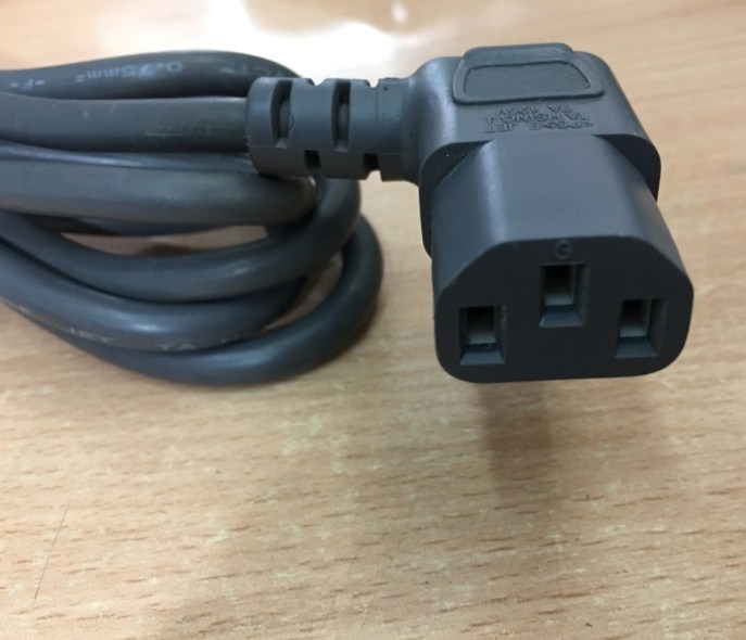 Dây Nguồn 2 Chân Dẹt Và Cáp Tiếp Địa Chữ L Ngóc 90 Độ Vuông Sang Góc Phải AC Power Cord IEC320 C13 RIGHT ANGLE To JP Japan JIS8303 TA HSING TA-19 TA-11 7A 125V 3x0.75mm Length 2M