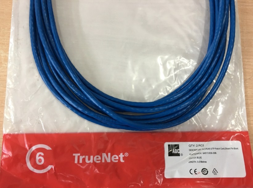Dây Nhẩy ADC KRONE Cat6 RJ45 UTP Patch Cord Straight-Through Cable 6451 5 939-30B PVC Jacketed Blue 2pcs/Lot Length 3M