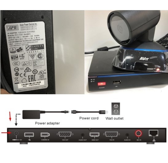 Adapter 12V 5A APD DA-60N12 Connector Size 5.0mm x 3.0mm For Camera Thiết Bị Hội Nghị Truyền Hình AVer EVC/SVC Series