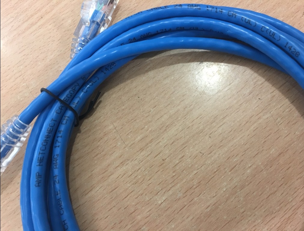 Cáp Nhẩy Patch Cord Commscope AMP Cat 6 Round UTP Gigabit Ethernet Network Cable RJ45 Assembly Blue 1-1859247-0 Length 3M
