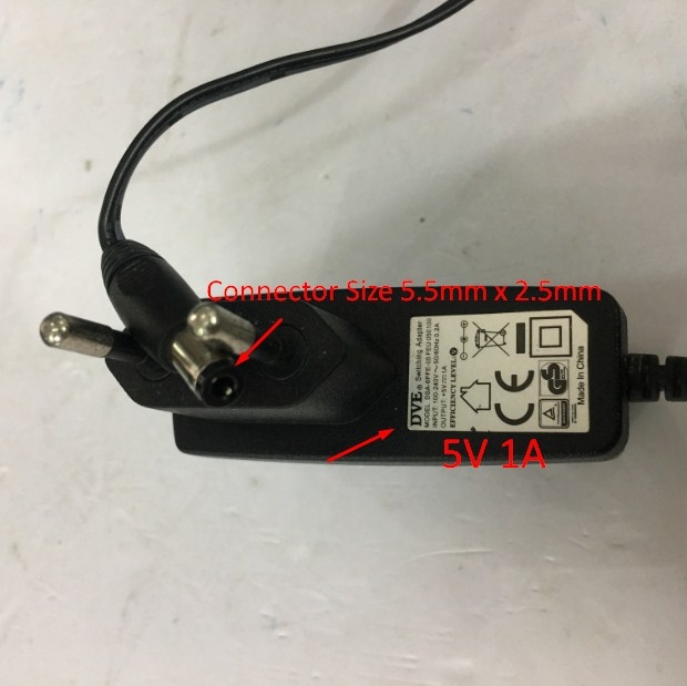 Bộ Chuyển Nguồn Chính Hãng DVE 5V 1A 5W Adapter Original Timekeeper Machine For Máy Chấm Công Vân Tay Ronald Jack X628 Pro Connector Size 5.5mm x 2.5mm