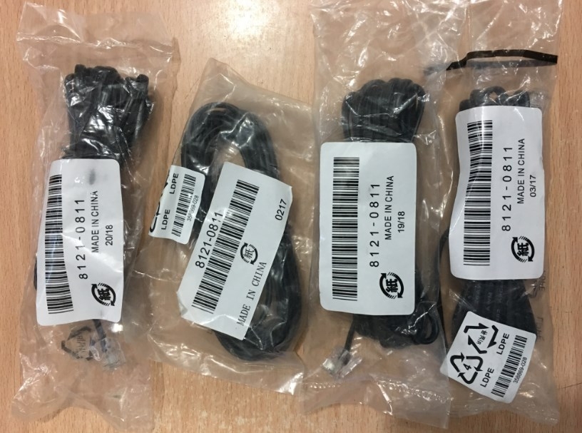 Dây Nhẩy Điện Thoại Bàn HP 8121-0811 Telephone 2 Wire RJ11 Male Cross Pinned Telephone Line Patch Cord Cable Length 3M