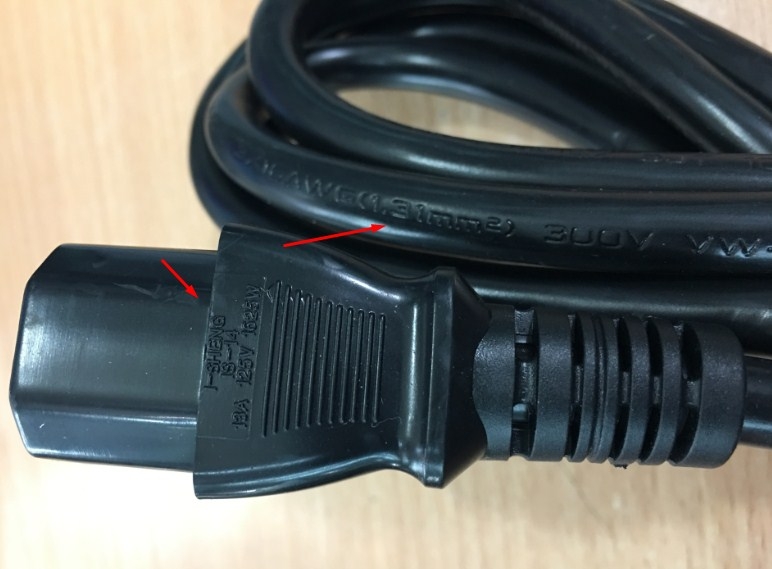 Dây Nguồn I-Sheng E55943 SP-301 IS-14 NEMA 5-15P To C13 AC Power Cord 13A 125V 3x1.31mm 16AWG Length 1.2M