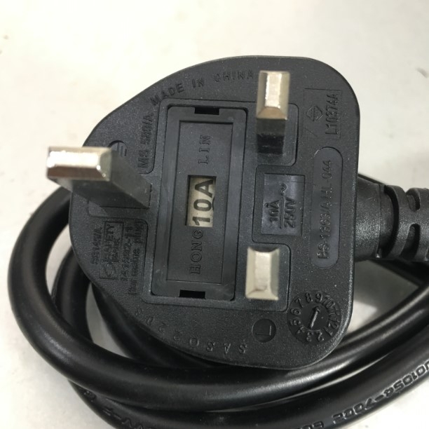 Dây Nguồn HONGLIN HL-044 HL-026 Power Cord BS1363A To C13 10A 250V 3x1.0mm² For Thiết Bị Mạng Cisco Juniper Switch Và Máy PC LENOVO IBM HP DELL Black Length 2M