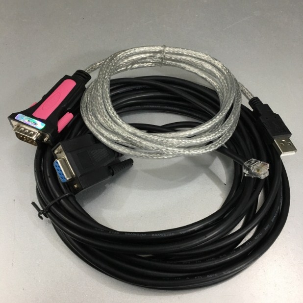 Bộ Combo Cấu Hình Switch Hirschmann Industrial Ethernet Terminal Cable 943 301-001 V.24 interface RS232 RJ11 4Pin 4P4C to DB9 Female Và USB to RS232 Z-TEK ZE533A  Length 6.8M