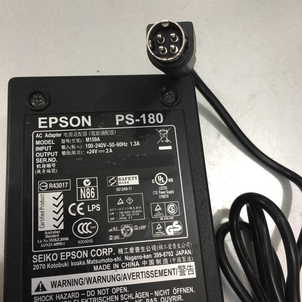 Adapter 24V 2A 48W EPSON M159A For Scanner Canon DR-1210C DR-2020U ScanFront 300 ScanFront 300P Connector Size 4 Pin Mini Din 10mm