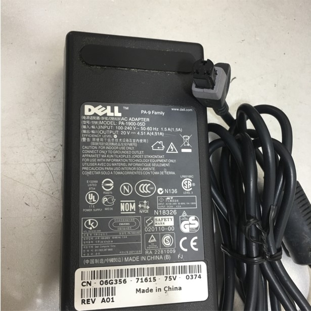 Adapter 20V 4.51A DELL PA-1900-05D OEM Connector Size 3 Pin