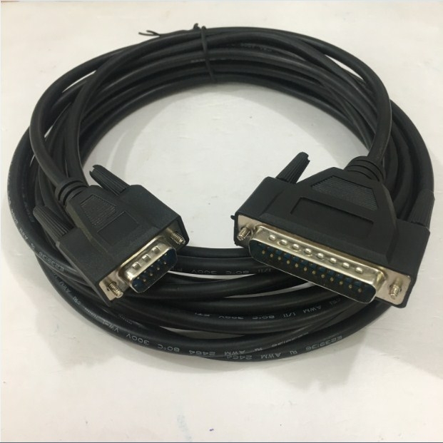 Cáp Máy In Mã Vạch Công Nghiệp Zebra RS232 DB9 Male to DB25 Male Hàng Chất Lượng Cao E239136 AWM 2464 For Zebra ZT600 Cable PVC Black Length 8M