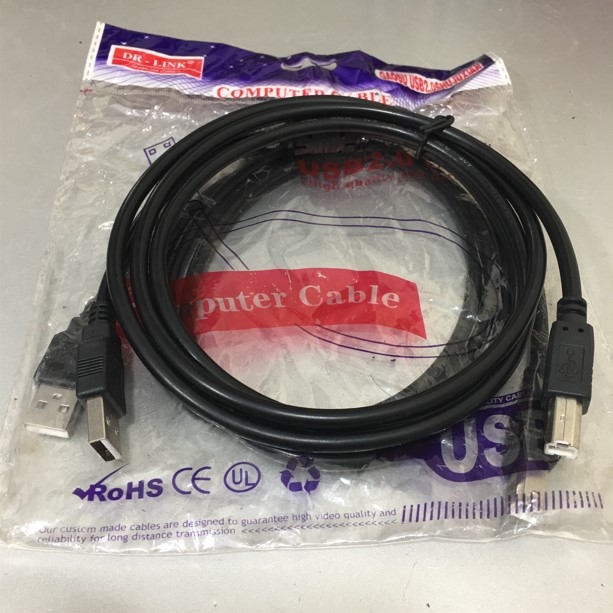 Cáp Máy In OEM Cổng USB 2.0 Printer Cable Type A Male to Type B Male Black Length 1.5M