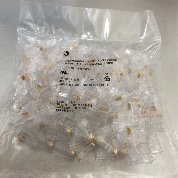 Đầu Bấm Mạng MODULAR PLUG RJ45 8P/8C UTP CAT5E COMMSCOPE 6-554720-3 MP-88U-F-1 QTY 100 Pcs