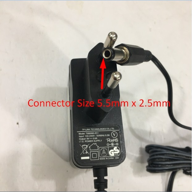 Adapter TP-LINK 9V 0.6A For Máy Đo Từ Trường Lutron MG-3003SD DW-6095SD FG-5005 YK-2005WA Lutron AP-9VA Connector Size 5.5mm x 2.5mm