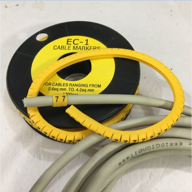 Vòng Đánh Số Đầu Dây Mạng 0-9 1000pcs Yellow Number Cao Su Tròn KAGA EC Type Cable Marker Cable With Diameter Range 4.0 - 6.0mm For UTP STP Patch Cord CAT5E CAT6