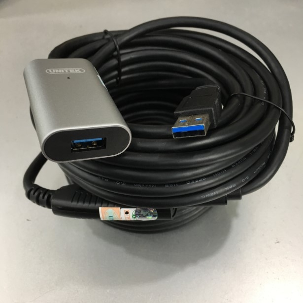 Cáp Nối Dài Tín Hiệu USB 3.0 10M Aluminium Extension Cable With Power Adapter 5V 2A Type A Male to A Female UNITEK Y-3004 For Industrial Camera AVer CAM Video Room Logitech Group Video Conferencing