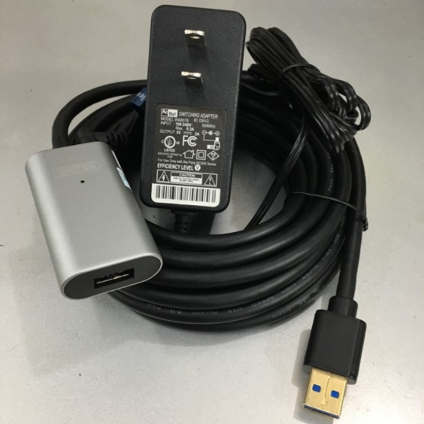 Cáp Nối Dài Tín Hiệu USB 3.0 10M Aluminium Extension Cable With Power Adapter 5V 2A Type A Male to A Female UNITEK Y-3004 For Industrial Camera AVer CAM Video Room Logitech Group Video Conferencing