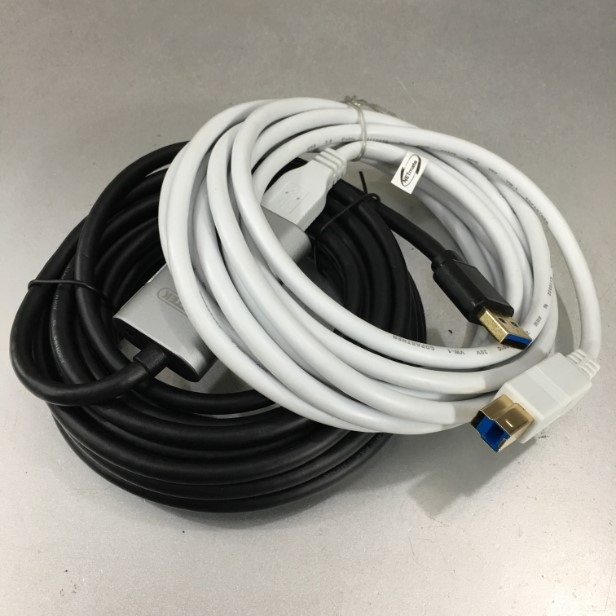 Cáp Tín Hiệu USB 3.0 10M Aluminium Extension Cable With Power Adapter 5V 2A USB 3.0 Type A to B Male SuperSpeed UNITEK Y-3004 For Industrial Camera AVer CAM Video Room Logitech Group Video